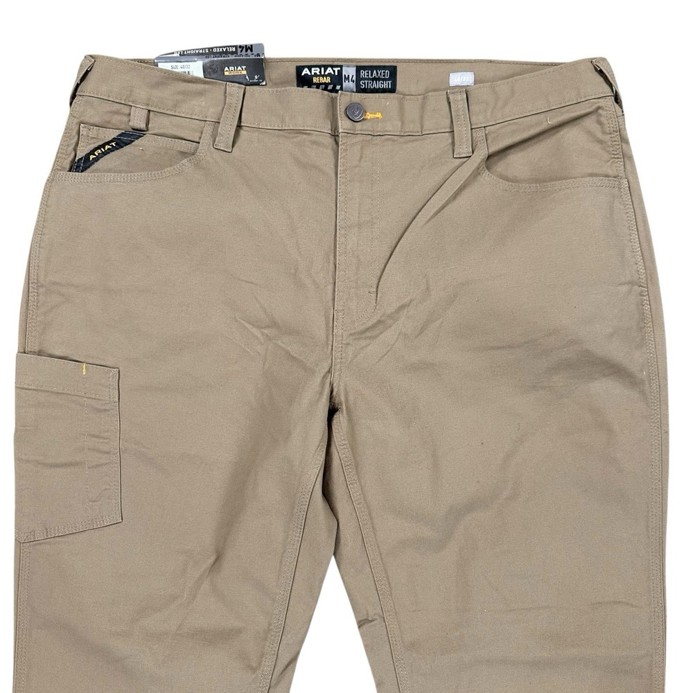 NEW Ariat M4 Pants Mens 40x32 Work Rebar Relaxed Tan Canvas Straight Leg Stretch - Picture 4 of 5